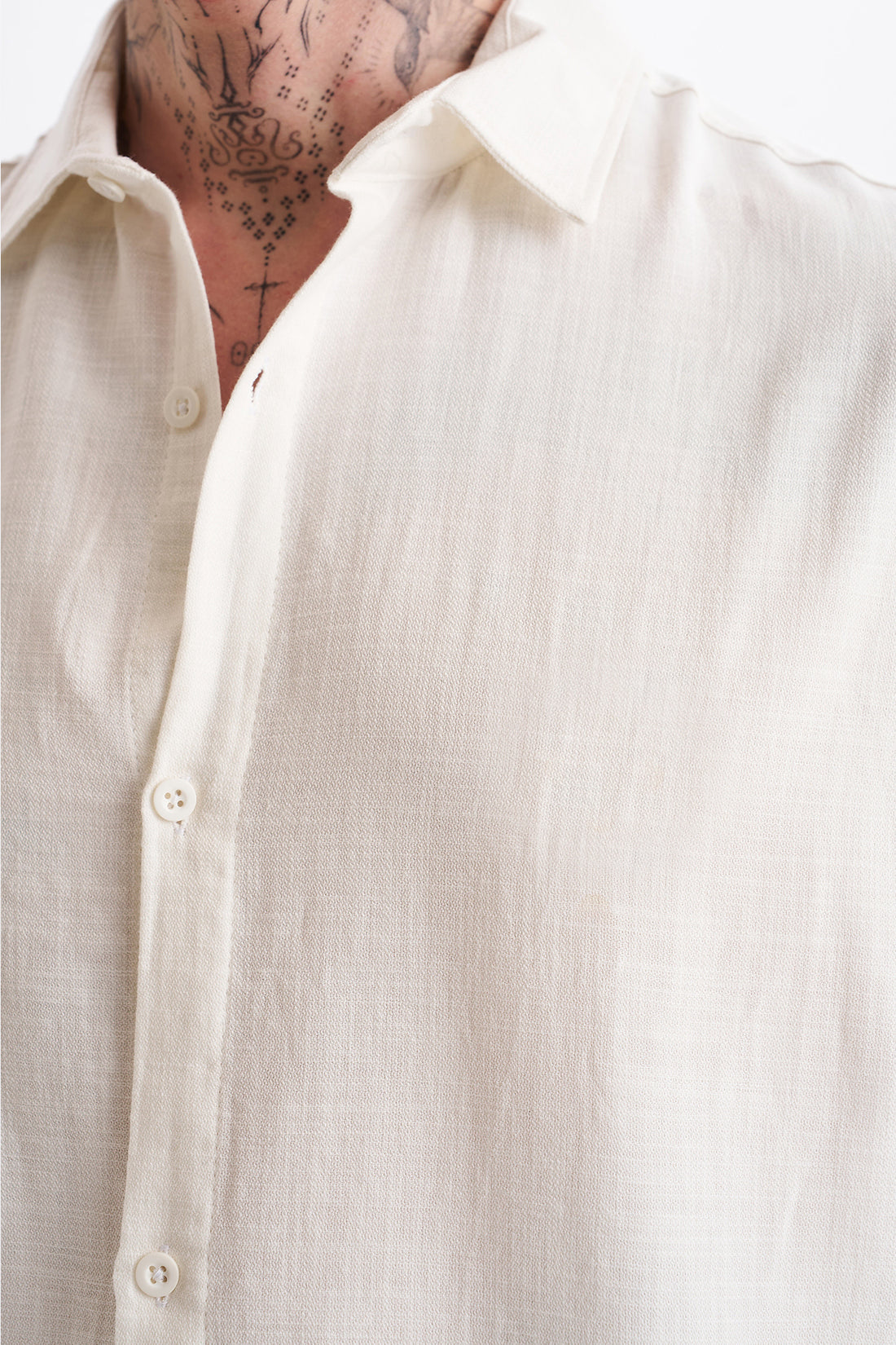 Keten Karışımlı %100 Pamuk Rahat Kalıp Düşük Omuz Erkek Sade Gömlek, Men's Plain Shirt