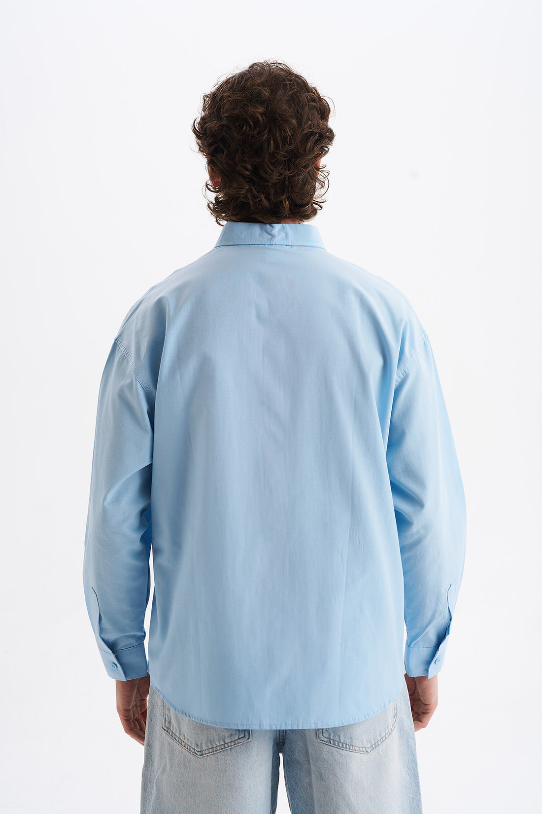 Poplin Kumaş, Rahat Kalıp Düşük Omuz, Erkek Sade Gömlek, Men's Plain Shirt