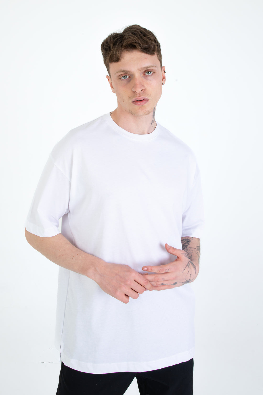 %100 Pamuk Overfit Erkek Basic T-shirt, Erkek Sade Tişört