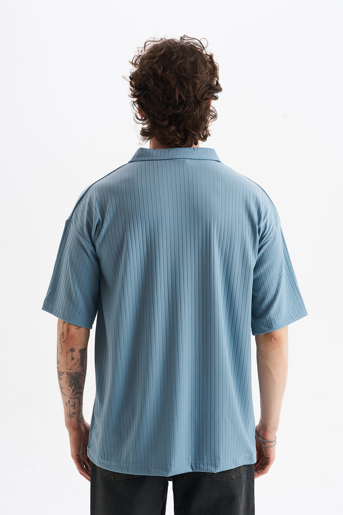 Kalın Örgülü Fitilli Kumaş, Erkek Armut Polo Yaka Tişört, Men's Polo Neck T-Shirt