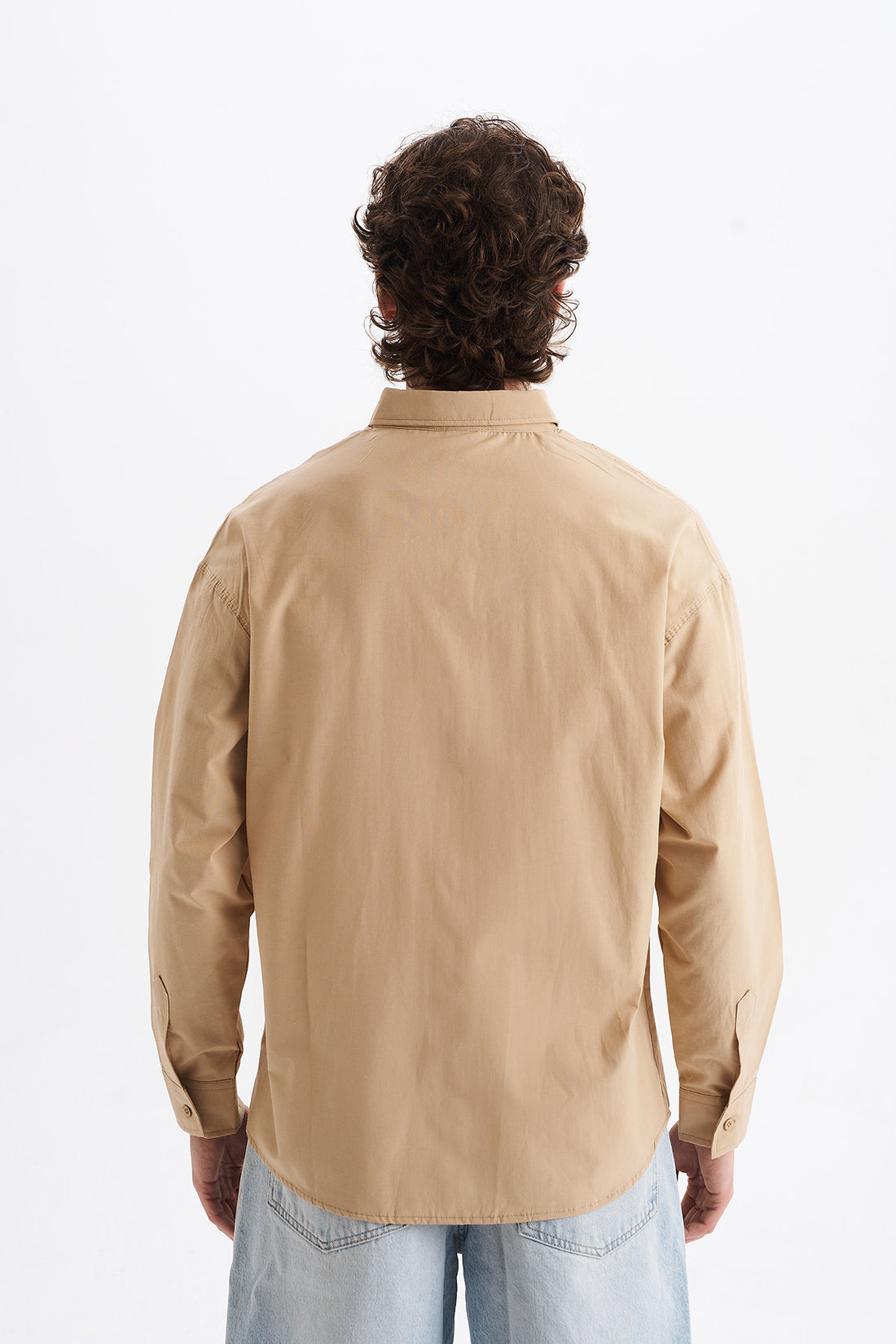 Poplin Kumaş, Rahat Kalıp Düşük Omuz, Erkek Sade Gömlek, Men's Plain Shirt
