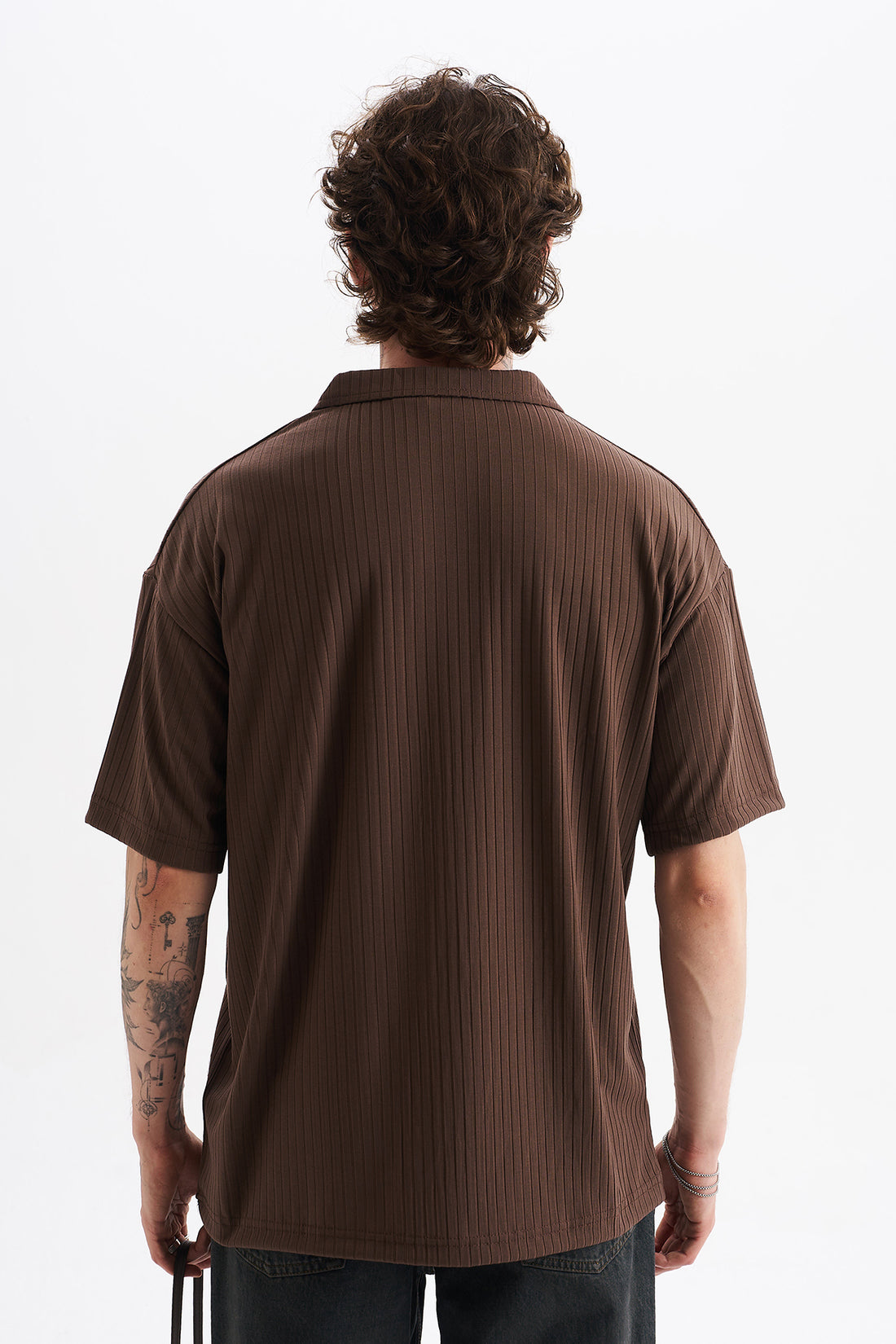 Kalın Örgülü Fitilli Kumaş, Erkek Armut Polo Yaka Tişört, Men's Polo Neck T-Shirt