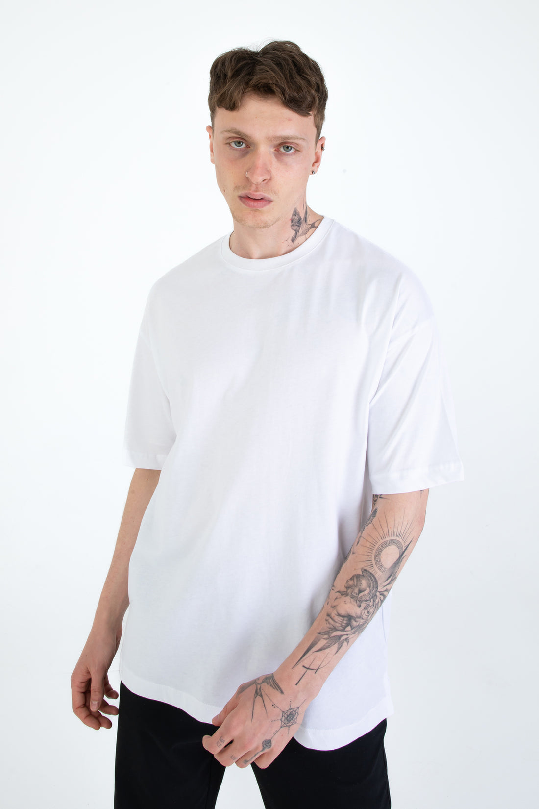%100 Pamuk Overfit Erkek Basic T-shirt, Erkek Sade Tişört