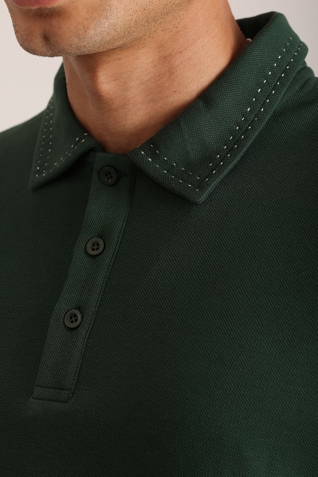 Yaka ve Kol Dikiş Detaylı Double Pike Kumaş Loose Fit Erkek Polo Yaka Tişört