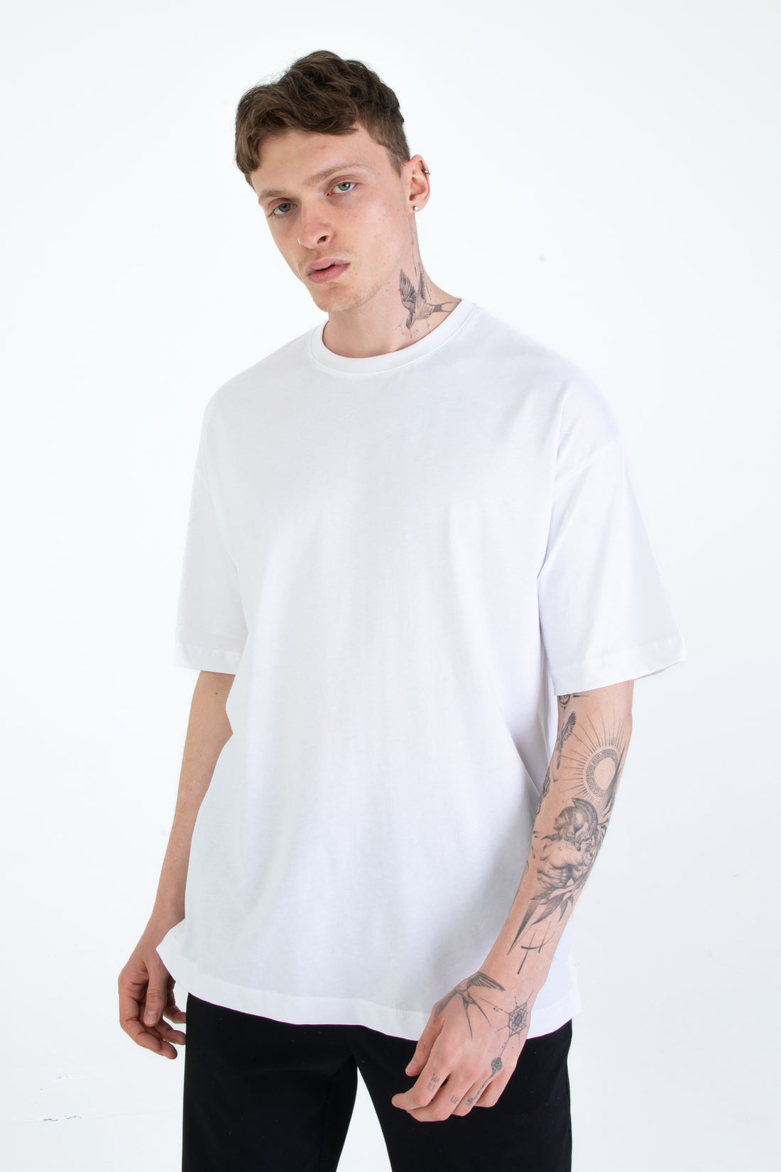 %100 Pamuk Overfit Erkek Basic T-shirt, Erkek Sade Tişört