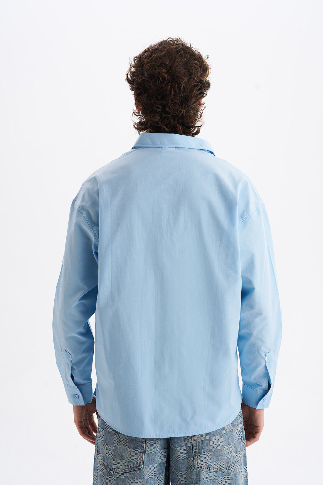 Poplin Kumaş, Rahat Kalıp Düşük Omuz, Erkek EVERYTHING Baskılı Gömlek, Men's Shirt