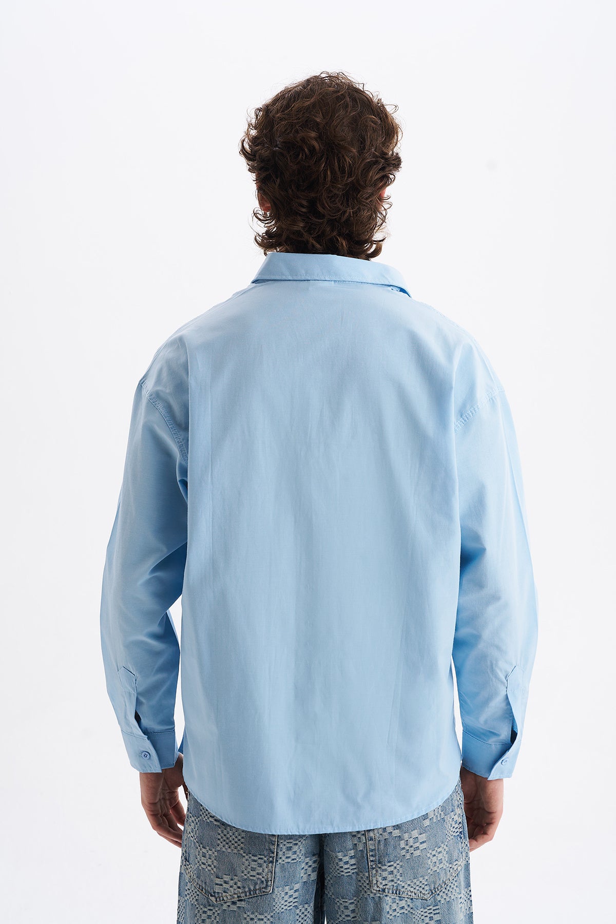 Poplin Kumaş, Rahat Kalıp Düşük Omuz, Erkek EVERYTHING Baskılı Gömlek, Men's Shirt | Renk: Çok Renkli