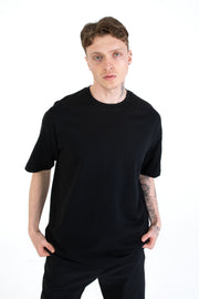 %100 Pamuk Overfit Erkek Basic T-shirt, Erkek Sade Tişört | Renk: Siyah