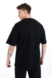 %100 Pamuk Overfit Erkek Basic T-shirt, Erkek Sade Tişört | Renk: Siyah