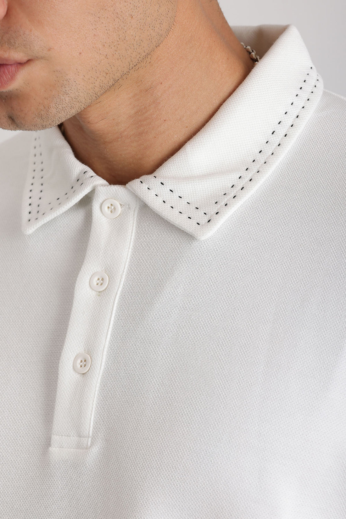 Yaka ve Kol Dikiş Detaylı Double Pike Kumaş Loose Fit Erkek Polo Yaka Tişört