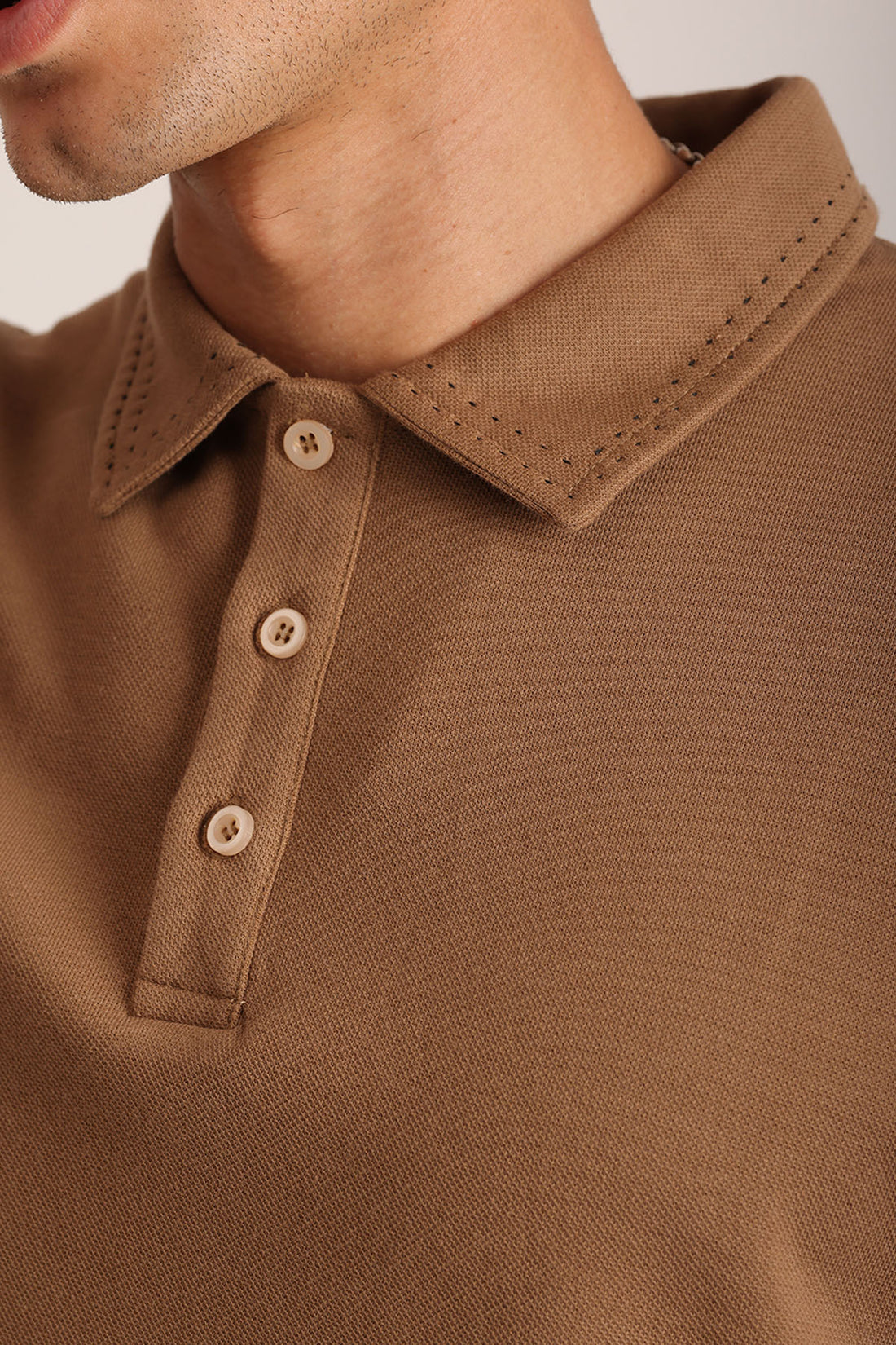 Yaka ve Kol Dikiş Detaylı Double Pike Kumaş Loose Fit Erkek Polo Yaka Tişört