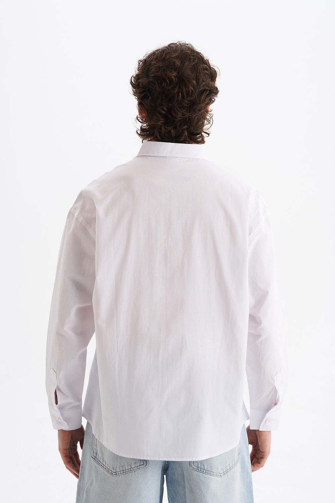 Poplin Kumaş, Rahat Kalıp Düşük Omuz, Erkek Sade Gömlek, Men's Plain Shirt