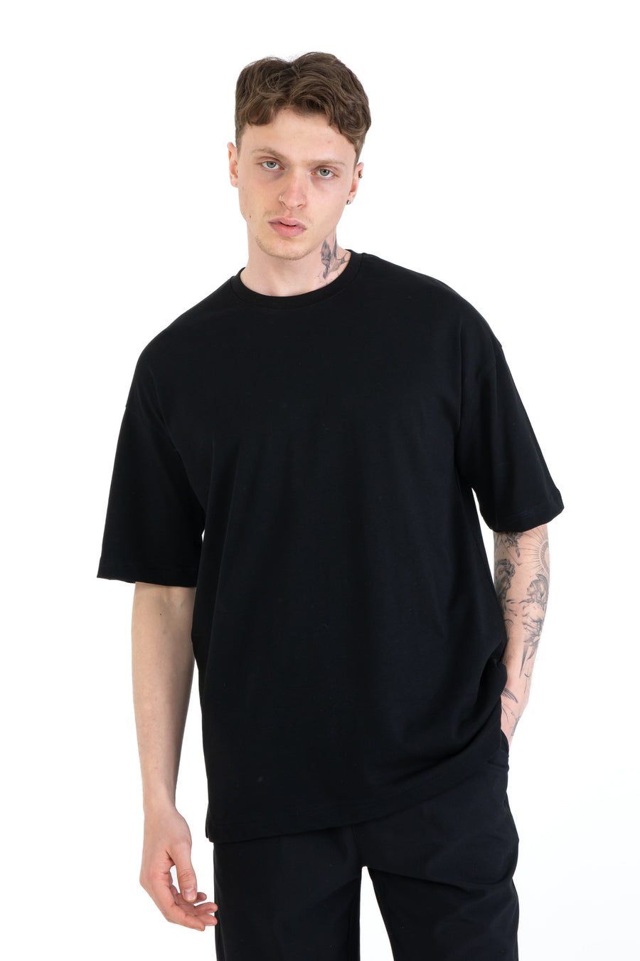 %100 Pamuk Overfit Erkek Basic T-shirt, Erkek Sade Tişört