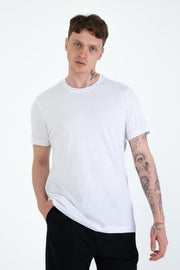%100 Pamuk Regular Fit Erkek Basic T-shirt, Erkek Sade Tişört | Renk: Beyaz