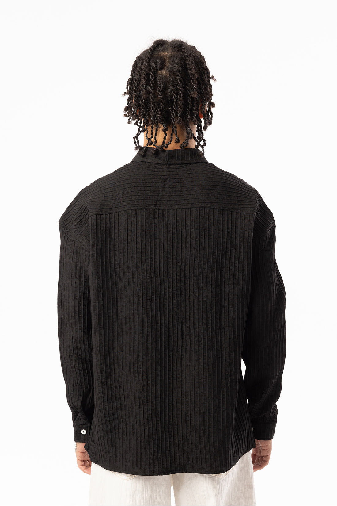 Kalın Örgülü Fitilli Kumaş Erkek Uzun Kollu Gömlek, Men's Long Sleeve Shirt