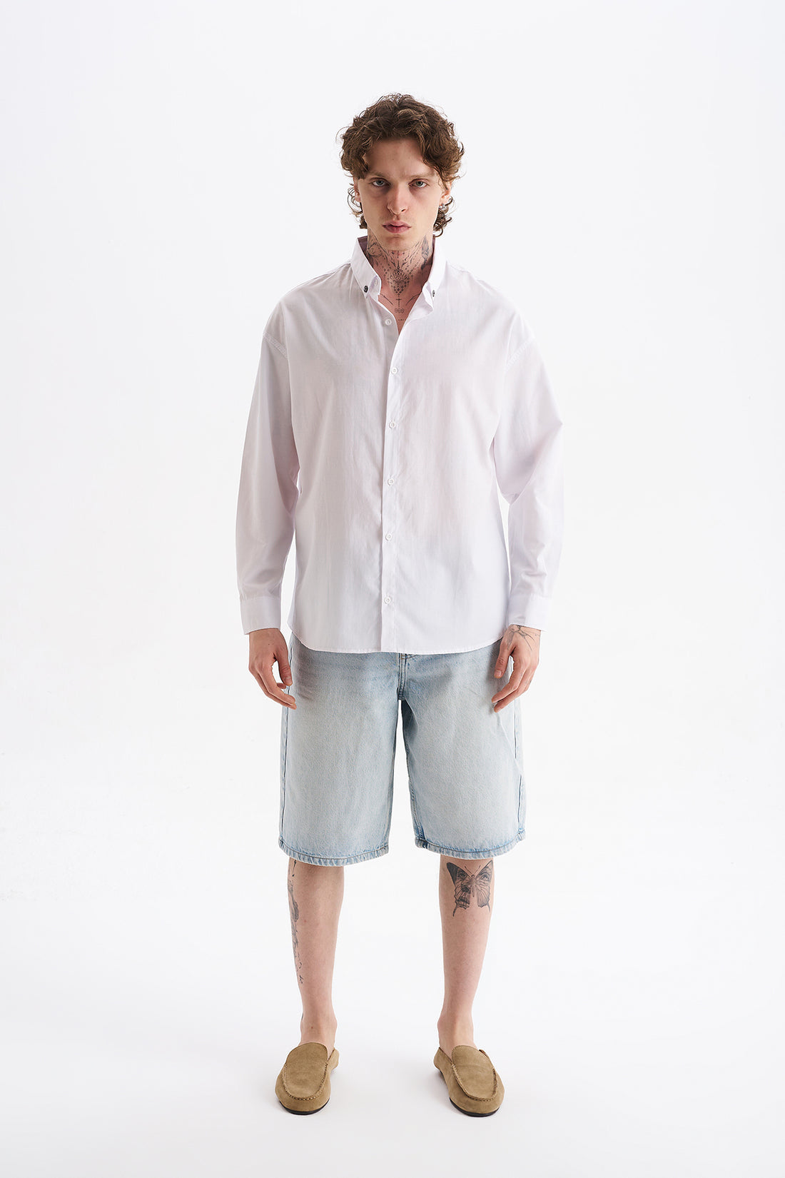 Poplin Kumaş, Rahat Kalıp Düşük Omuz, Erkek Sade Gömlek, Men's Plain Shirt
