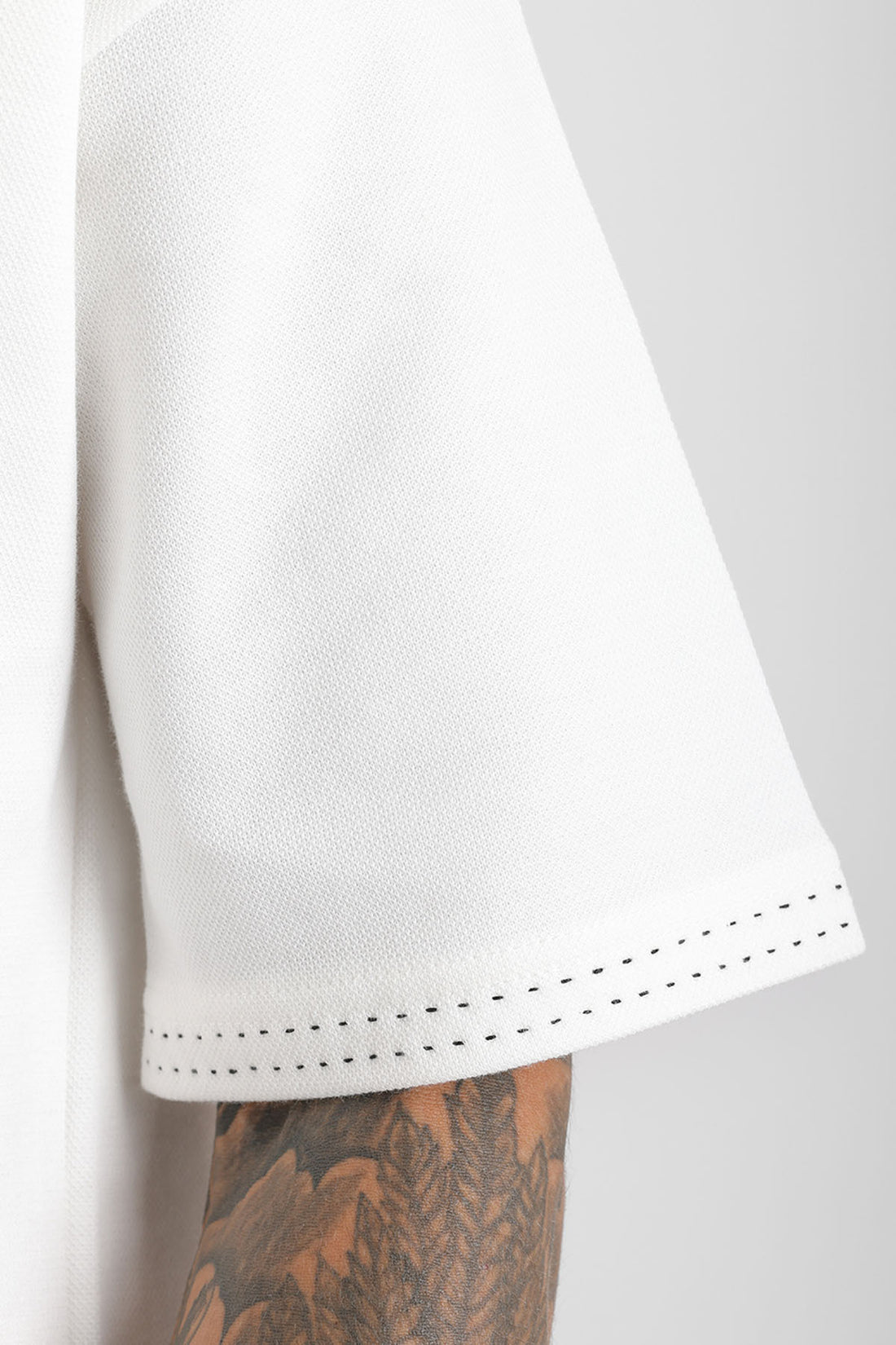 Yaka ve Kol Dikiş Detaylı Double Pike Kumaş Loose Fit Erkek Polo Yaka Tişört