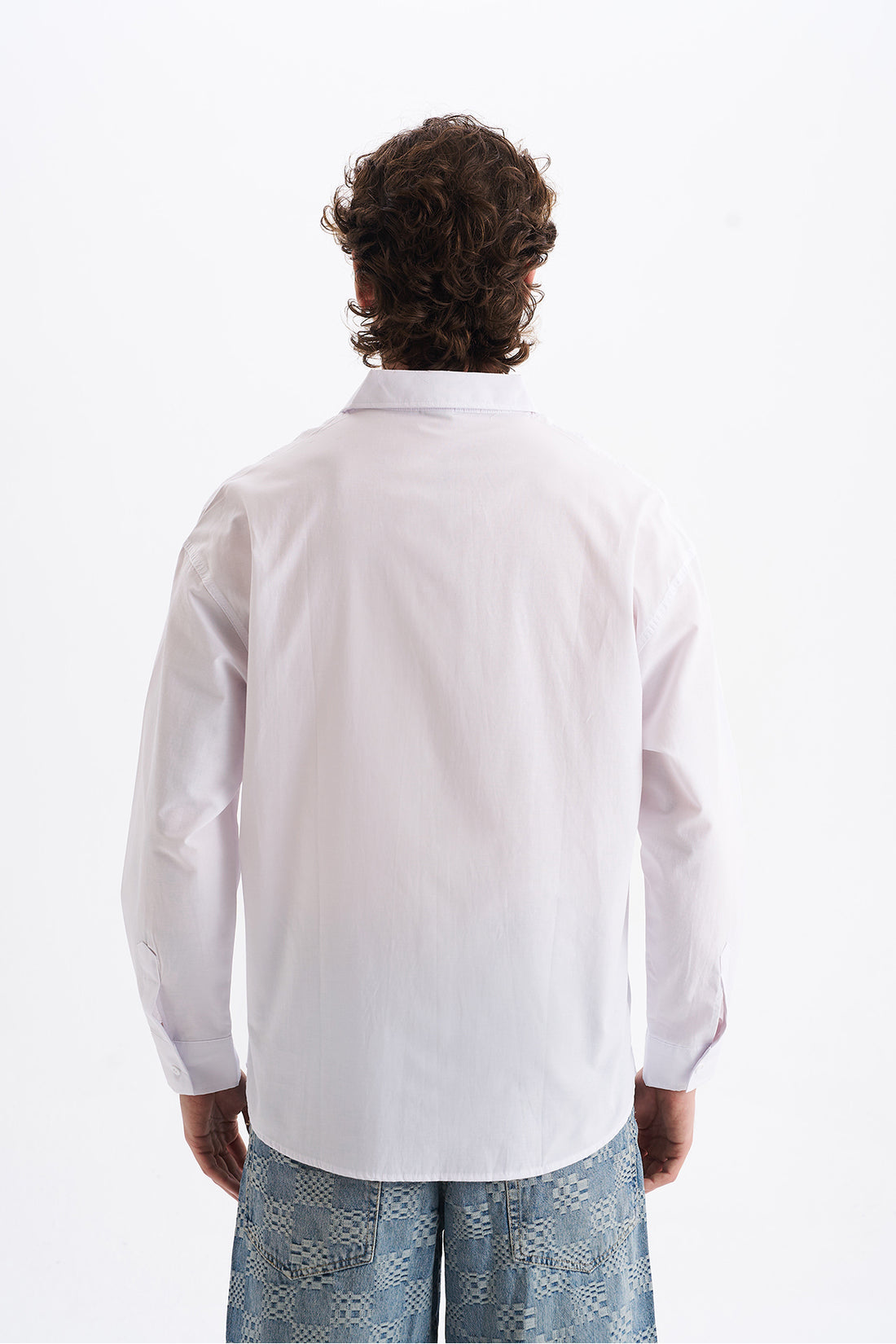 Poplin Kumaş, Rahat Kalıp Düşük Omuz, Erkek EVERYTHING Baskılı Gömlek, Men's Shirt