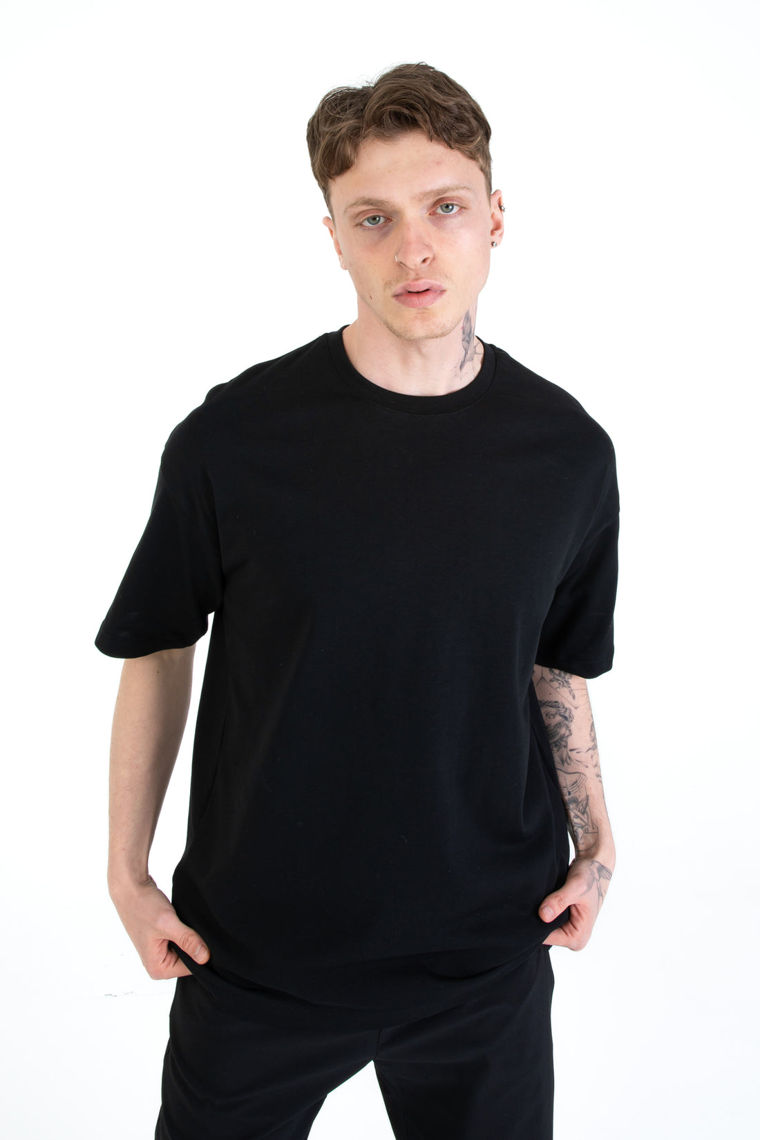 %100 Pamuk Overfit Erkek Basic T-shirt, Erkek Sade Tişört