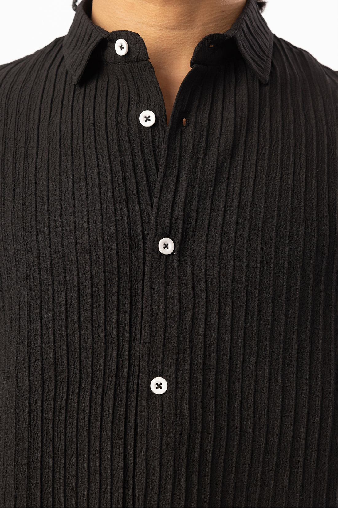 Kalın Örgülü Fitilli Kumaş Erkek Uzun Kollu Gömlek, Men's Long Sleeve Shirt