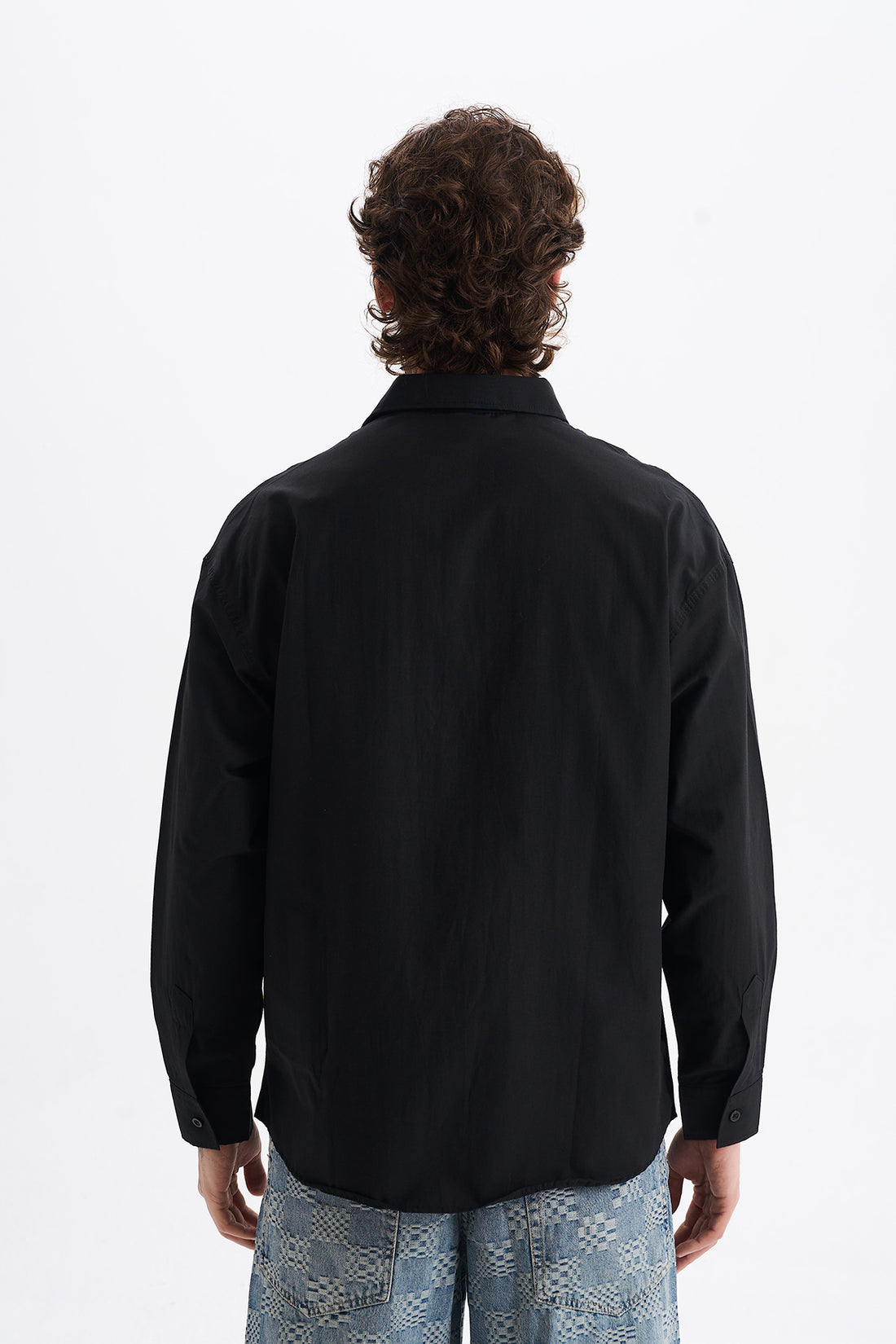 Poplin Kumaş, Rahat Kalıp Düşük Omuz, Erkek EVERYTHING Baskılı Gömlek, Men's Shirt