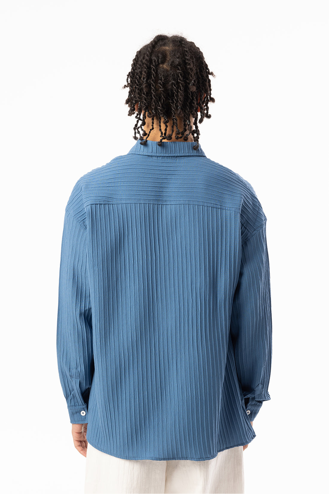 Kalın Örgülü Fitilli Kumaş Erkek Uzun Kollu Gömlek, Men's Long Sleeve Shirt