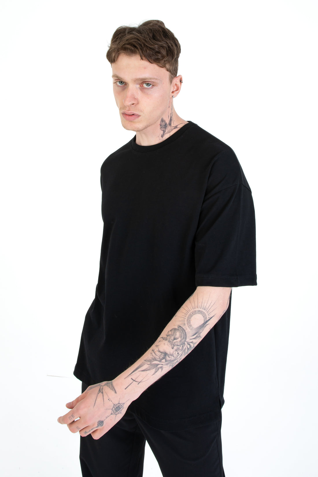 %100 Pamuk Overfit Erkek Basic T-shirt, Erkek Sade Tişört