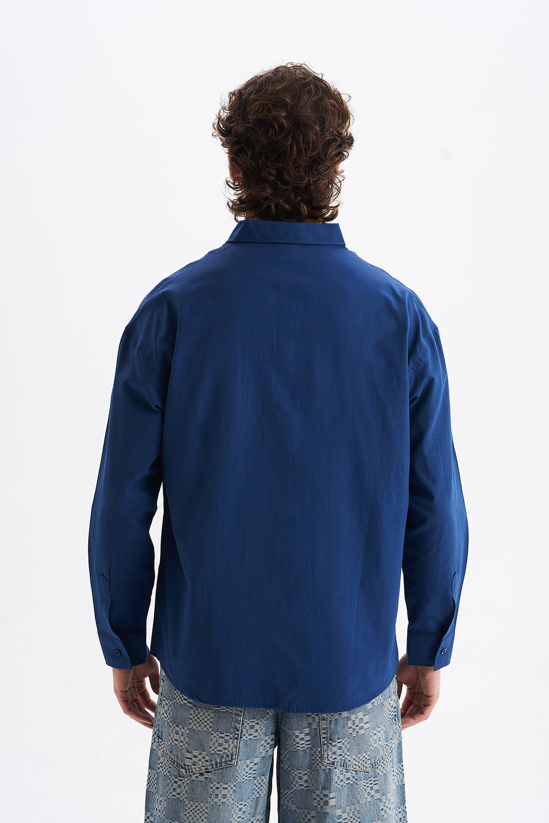 Poplin Kumaş, Rahat Kalıp Düşük Omuz, Erkek EVERYTHING Baskılı Gömlek, Men's Shirt