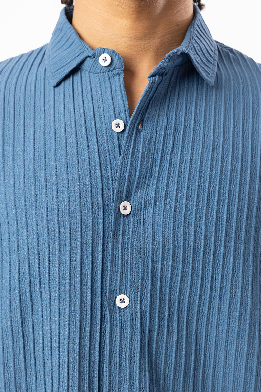 Kalın Örgülü Fitilli Kumaş Erkek Uzun Kollu Gömlek, Men's Long Sleeve Shirt