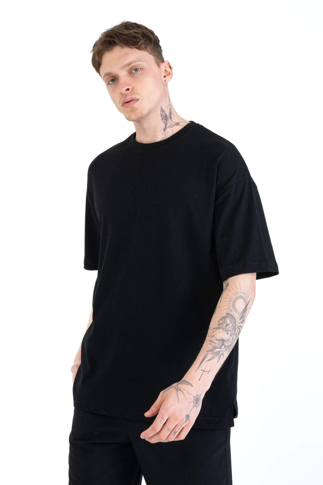 %100 Pamuk Overfit Erkek Basic T-shirt, Erkek Sade Tişört