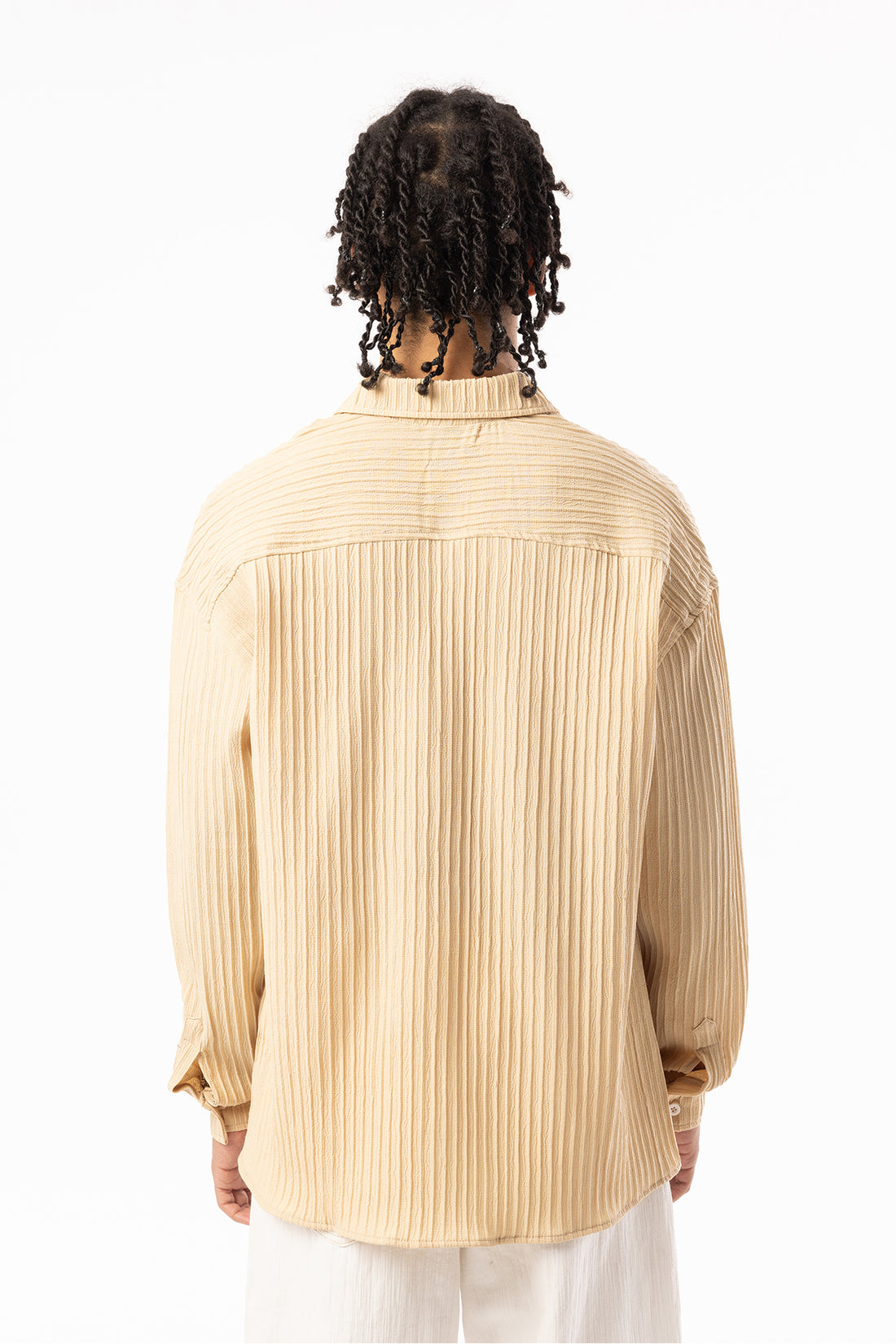 Kalın Örgülü Fitilli Kumaş Erkek Uzun Kollu Gömlek, Men's Long Sleeve Shirt