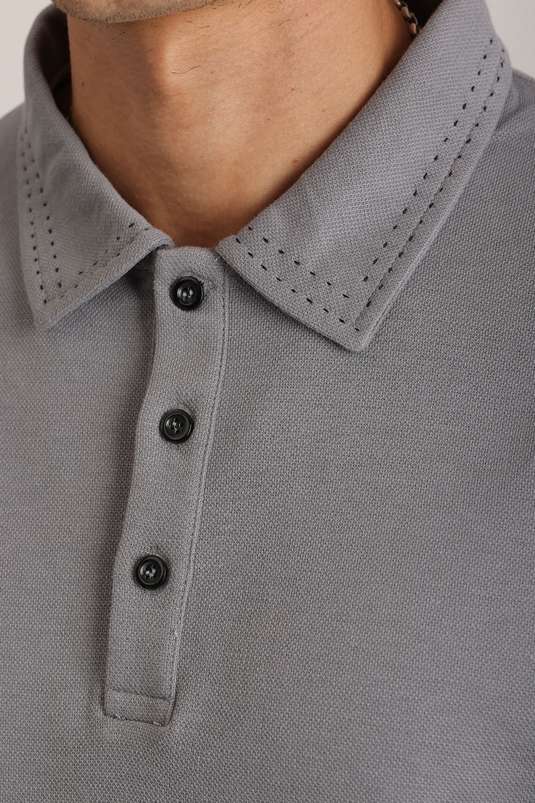 Yaka ve Kol Dikiş Detaylı Double Pike Kumaş Loose Fit Erkek Polo Yaka Tişört
