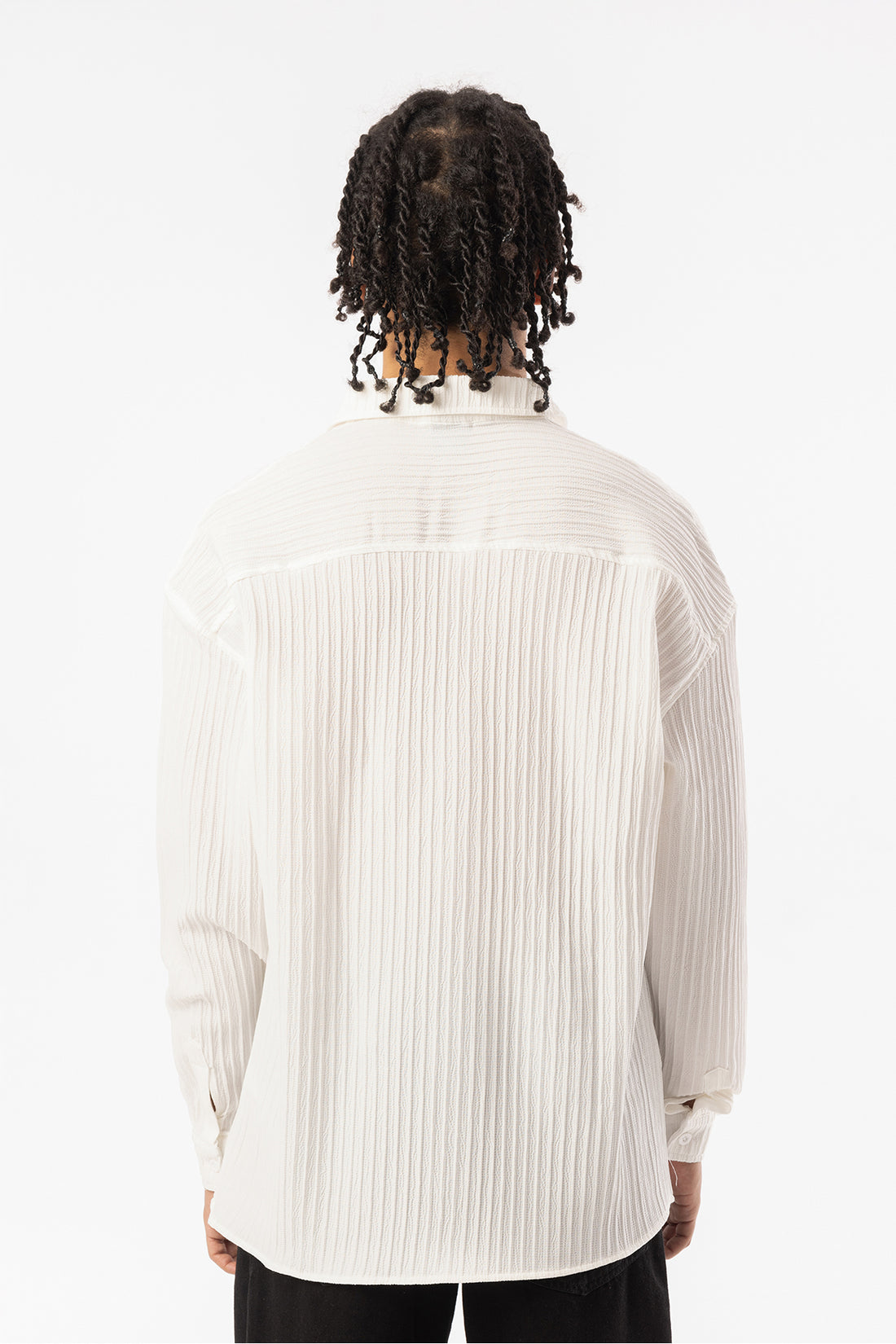 Kalın Örgülü Fitilli Kumaş Erkek Uzun Kollu Gömlek, Men's Long Sleeve Shirt