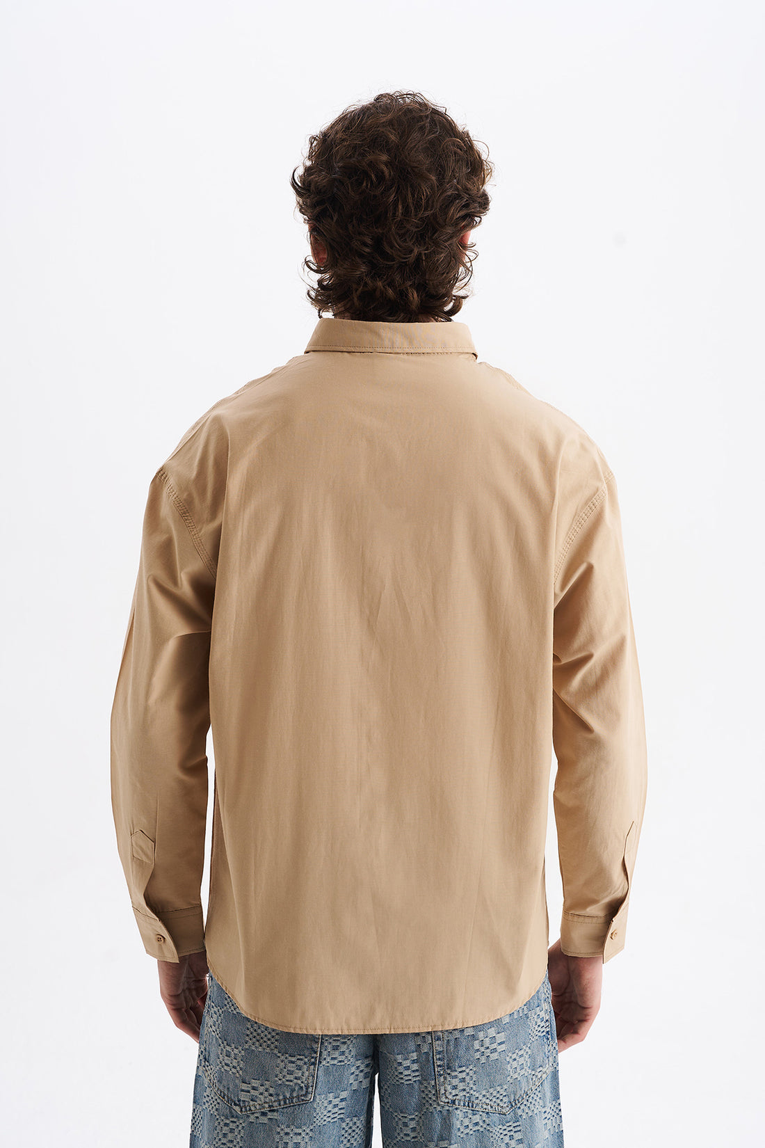 Poplin Kumaş, Rahat Kalıp Düşük Omuz, Erkek EVERYTHING Baskılı Gömlek, Men's Shirt