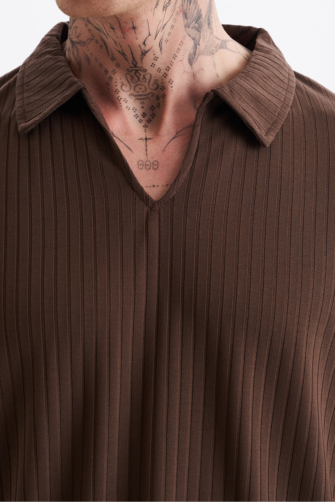 Kalın Örgülü Fitilli Kumaş, Erkek Armut Polo Yaka Tişört, Men's Polo Neck T-Shirt